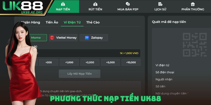Phương thức nạp tiền UK88